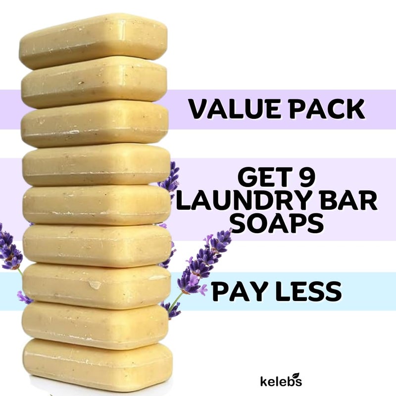 KELEBS Organic Laundry Soap Bar with Lavender for Sensitive Skin - Delicate Stain Remover Clothes, Underwear, Collar - 9 pcs - Image 2